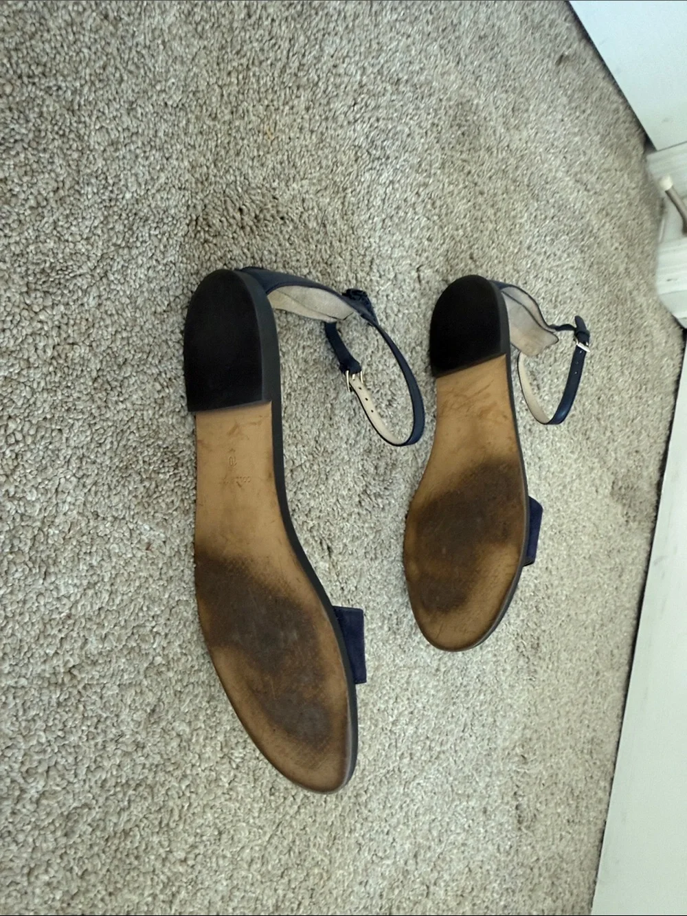 Cole Haan Navy Suede Open-Toe Ankle-Strap Sandals - Picture 6 of 6